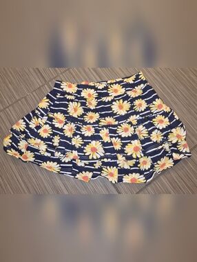 Pink Velvet Navy Floral Daisy Ruffle Tiered Cotton Skirt Sz 3T